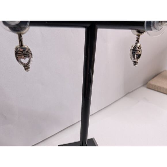 Brighton Dangle Heart Drop Earrings Silver Tone 1 Inch Length - Picture 2 of 3